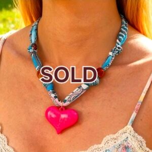 Pink Heart Scarf Necklace